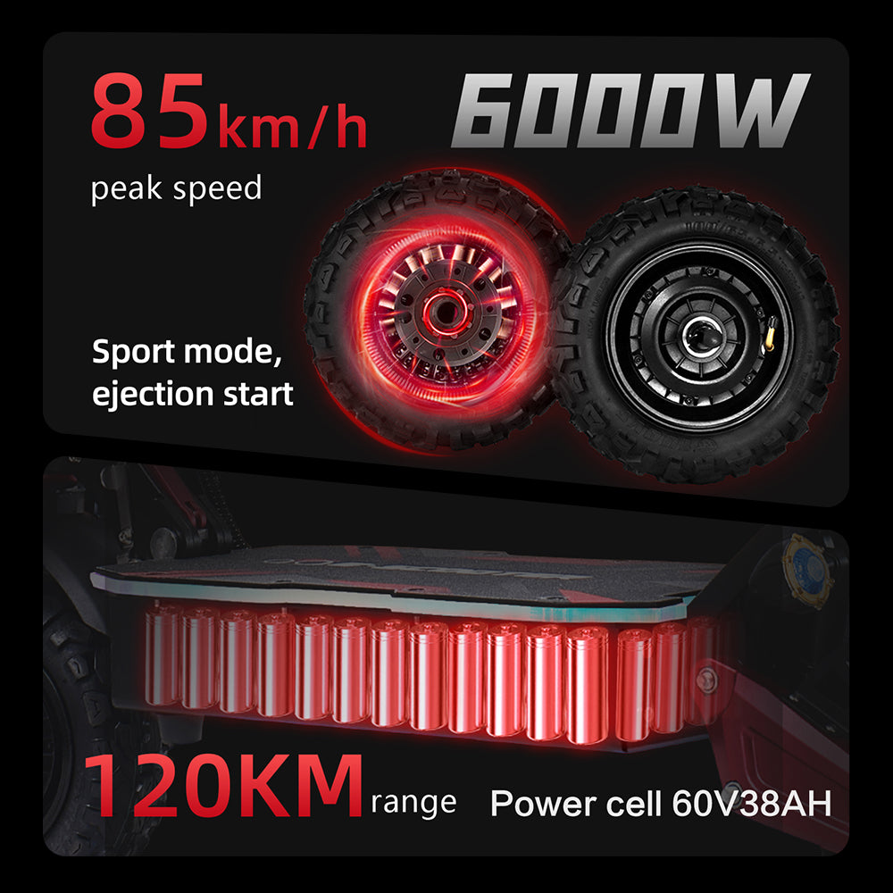 6000W dual motor, 60V38Ah large battery