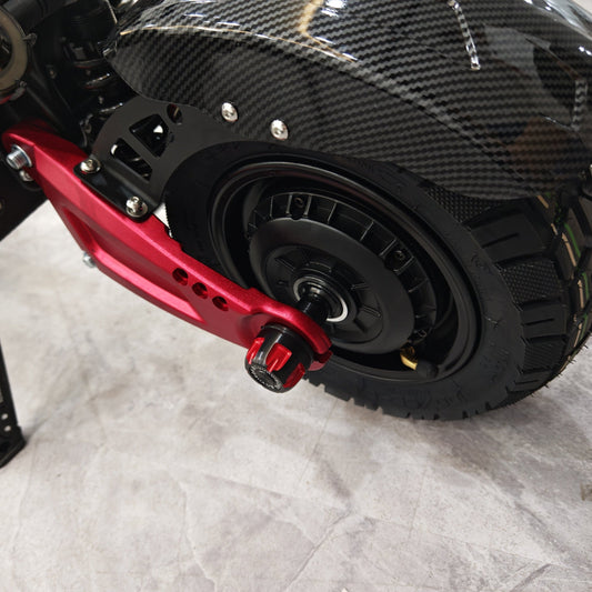 Red Black Motor Nut Decorative Cover installed on Boyueda S5-11 E-scooters