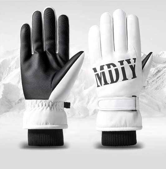 Outdoor cycling warm gloves white